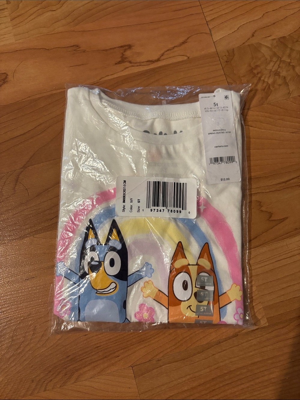 White Kids Short Sleeve Tee with Colorful Rainbow & Cartoon Characters